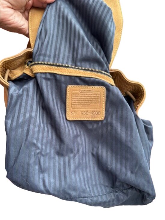 VTG COACH Small Backpack Camel Tan Nubuc Leather 1995 Made in Italy G5E-4938